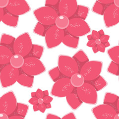 red flower, pattern of a summer plant on a white background, element for fabric and print, floral print