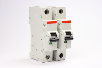 1-pole  current circuit breakers on a white background.