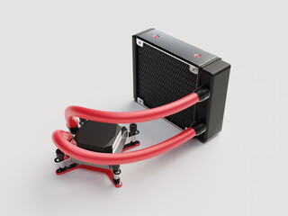 Computer water cooling system isolated on white background, 3d rendering