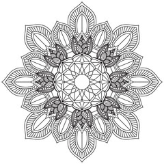 Leaf Flower Petal Coloring Mandala Art Simple Graphic Shape Vector Floral Oriental Outline Vintage Decorative Elements Pattern Illustration Islam Arabic Indian Turkish Mystic Religion Morals Lotus