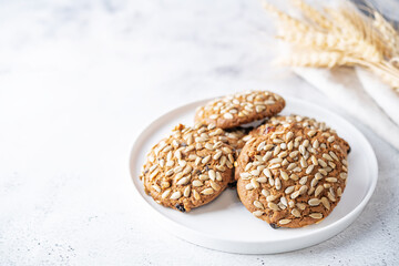 Healthy rye grain cookies with sunflower seeds