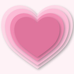 Pink heart in paper cut style 3d. Valentine's Day Greeting card. Background.