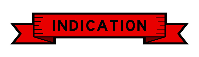 Vintage red color ribbon banner with word indication on white background