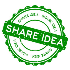 Grunge green share idea word round rubber seal stamp on white background