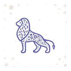 Fototapeta premium Lion. Hand drawn lion abstract illustration. Simple drawing lion symbol. Part of set.