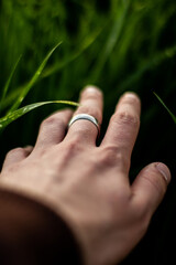 hand holding a grass