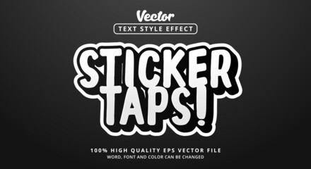 Editable text effect, Sticker Taps text with modern color style
