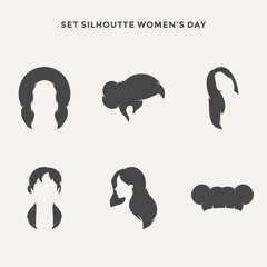 Set Women%27s Day Silhoutte vector illustration

