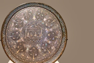Antique metallic tray of the Islamic culture