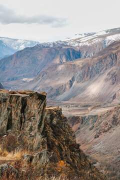 Mountain landscapes with beautiful views of rocks and peaks in Altai