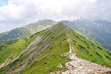 Beautiful mountain landscape. A trail leading through the Tatra National Park.