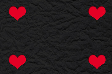 red hearts and black background valentines day. Valentines Day greeting card concept