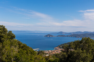Fototapeta premium View over the coast and the sea near Maricana Marina on the island of Elba in Italy