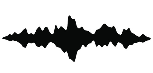Vector sound wave. Abstract music pulse background. Audio track wave graph of frequency and spectrum isolated on black background.