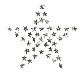 Punk Star Studs in the shape of a big star. Illustration from 3d rendering isolated on white background.