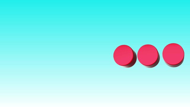 Three dots on a blue background - 3D animation - Icon