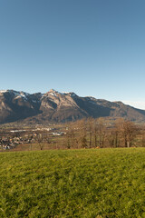 Fototapeta na wymiar View over the rhine valley from Schellenberg in Liechtenstein