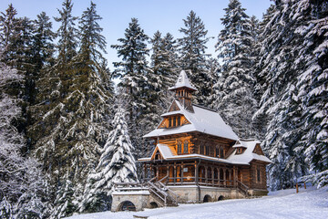 Jaszczurowka Chapel in Zakopane , Poland  at Winter Scenery