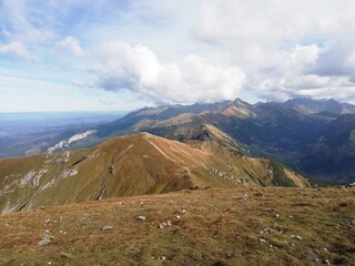 Beautiful mountain landscape. A trail leading through the Tatra National Park.