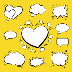 Set 9 of pop art speech bubbles without text