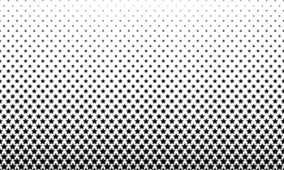 Halftone abstract background. A monochrome texture made of stars. A linear pattern in a mosaic of stars. Design of a banner, a website poster, a frame for social networks. Vector illustration.