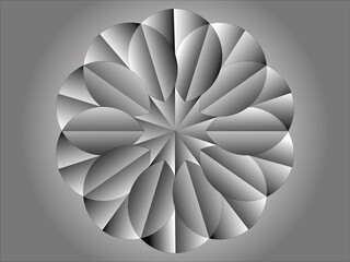 Ilustracja przedstawiająca figurę geometryczną w kształcie rozety uzyskaną w wyniku szeregu operacji w programie graficznym. - obrazy, fototapety, plakaty