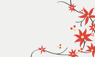 gray background with floral motifs on the sides