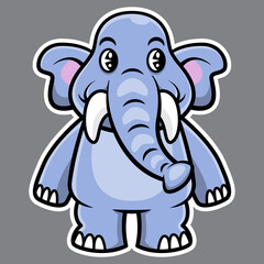Cartoon illustration of adorable baby elephant standing, best for mascot, logo, sticker, and decoration with animal themes for children