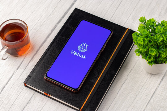 West Bangal, India - December 15, 2021 : Vahak logo on phone screen stock image.