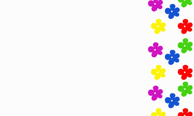 white background with flowers on the side