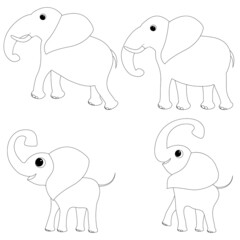 Obraz na płótnie Canvas Big elephant and baby elephant. Coloring book page template for children.