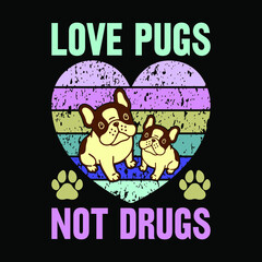 6Pug vintage t-shirt, Pug Graphic t-shirt design, Pug typography slogan with a cartoon dog.