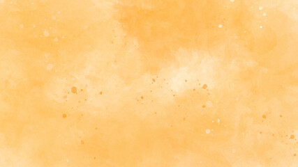 Abstract orange watercolor background paper texture. Hand drawn orange watercolor background with white blot and splashes.