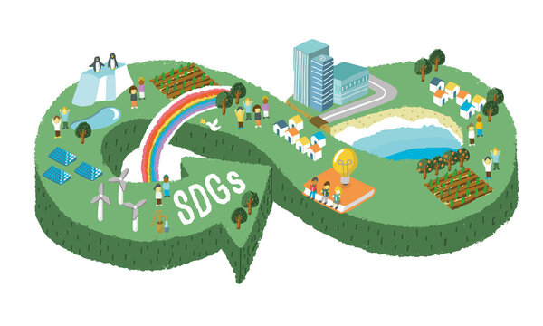 SDGs　Sustainable Development Goals　コンセプトイラスト