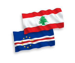 Flags of Republic of Cabo Verde and Lebanon on a white background