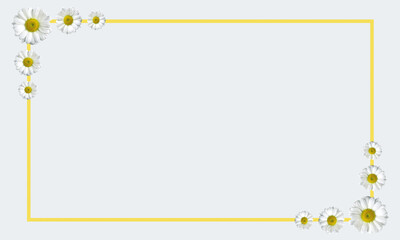 gray background with yellow outline box with flowers