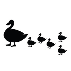 Simple Duck Family Silhouette Design