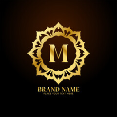 Fototapeta na wymiar Letter M luxury brand logo concept design