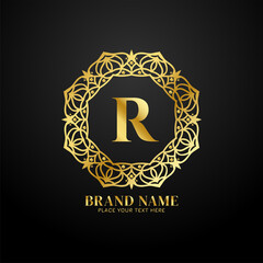 Letter R luxury brand logo concept design