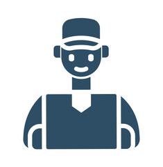 Delivery man worker editable line icon. Glyph style sign for mobile concept and web design. Courier delivery box outline vector icon. Symbol, logo illustration.