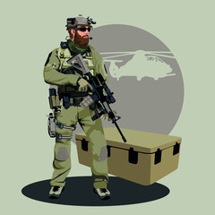 A military man guards a military base