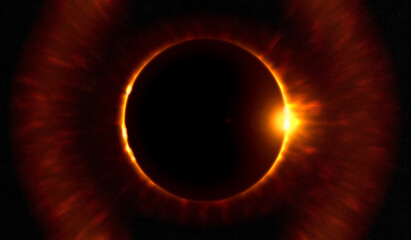 view of solar eclipses in the dark sky