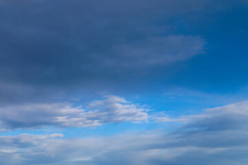 blue sky with dark white clouds