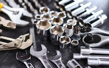 Composition with a variety of metal tools