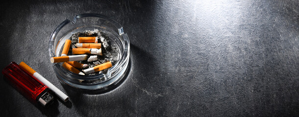 Composition with an ashtray and cigarettes