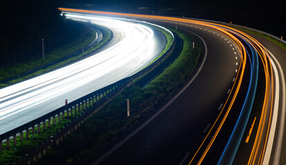 lights of cars with night. long exposure