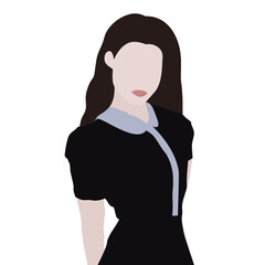 Portrait of a stylish girl; cute and beautiful brunette girl looking at the camera; shy and modest brunette girl;