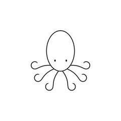 line icon simple octopus isolated on white background.