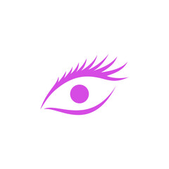purple eye eyebrow logo design vector isolated on white background.