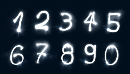 Numbers written with a flashlight during long exposure